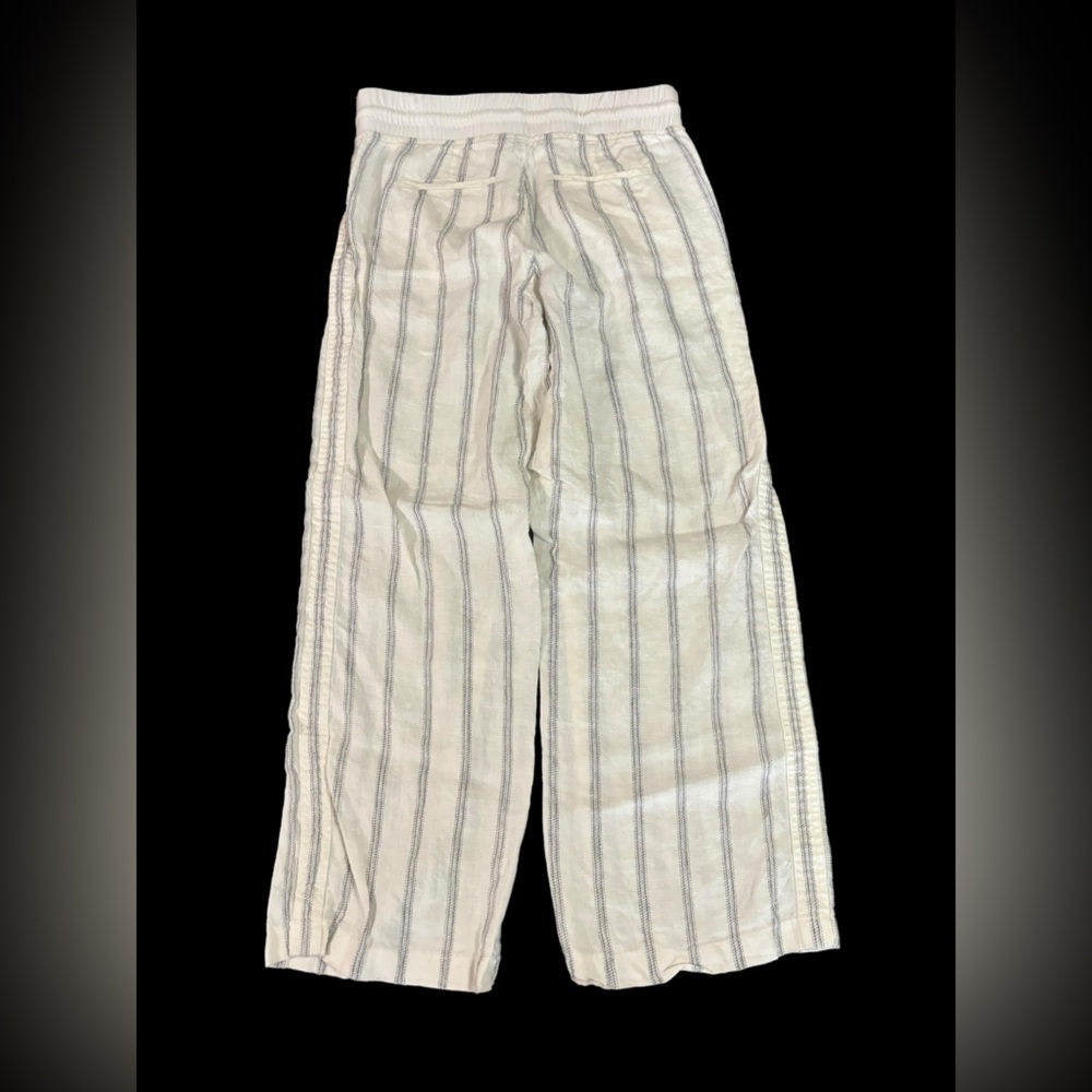 Athleta Stripe Bali 100% Linen Pants Women's Blue White Pinstripes wide … - Picture 4 of 12
